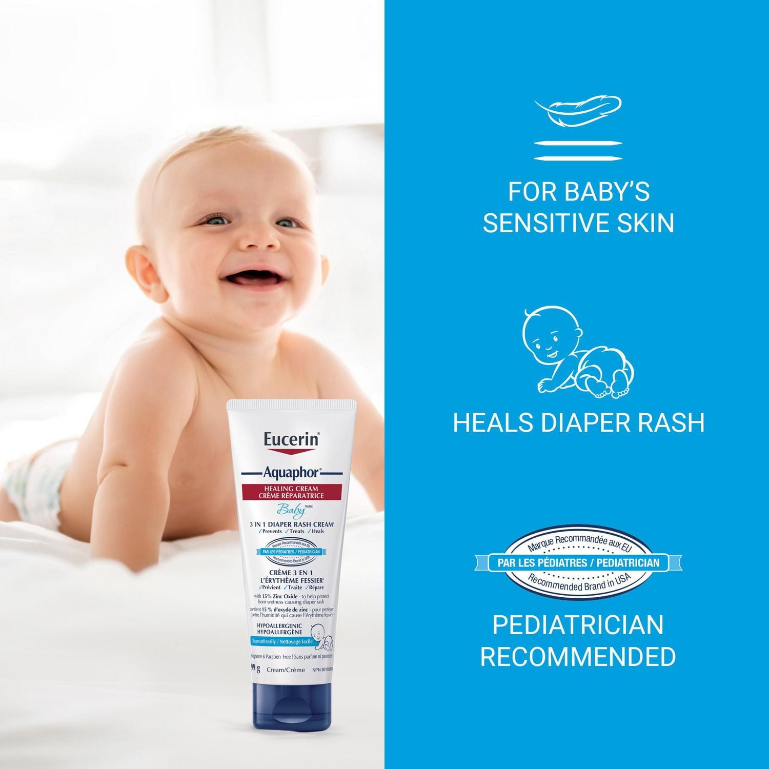 EUCERIN AQUAPHOR Baby Diaper Rash Cream for Baby's Sensitive Skin, 99g