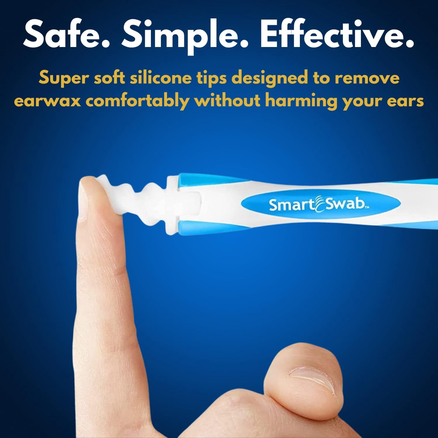 Smart Swab Ear Cleaner, Original Patented Spiral Ear Wax Removal Kit with Safety Base, 16 Soft Silicone Tips and Storage Case
