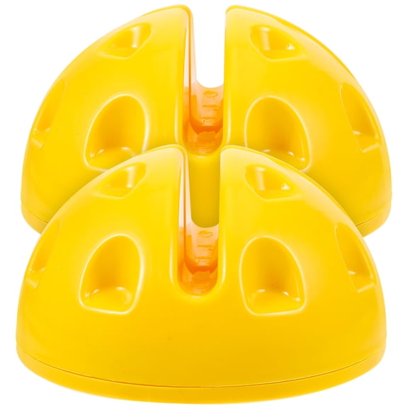 Hytrove Weighted Pole Bases Soccer Yellow 2Pcs 7.7x7.7x3.9in