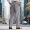 thumbnail image 4 of Nestiefly Men's Linen Dress Pants Lightweight Pleated Front Relaxed Fit Business Casual Slacks Trousers Summer Wedding Party Gray XL, 4 of 9