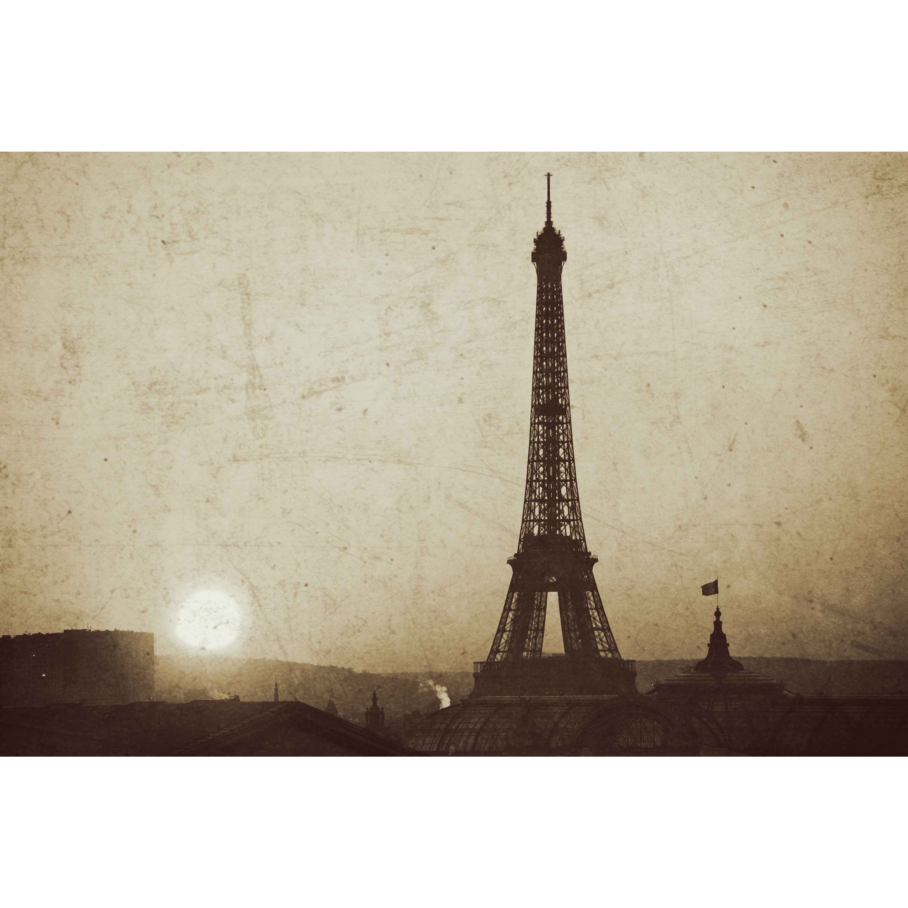 "Eiffel Tower and Setting Sun" Painting Print on Wrapped Canvas