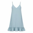 thumbnail image 6 of Summer Dresses for Women V Neck Sleeveless Mini Sundress Loose Flowy Ruffle Hem Boho Beach Vacation Linen Dress,Sizes S-2XL, 6 of 7