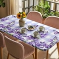 thumbnail image 3 of Purple Flowers Table Cloths for 3 Foot Rectangle Tables, Butterfly Spring Floral Checkered Farmhouse Patio Waterproof Elastic Fitted Tablecloths, Washable Rectangular Table Cover for Camping, 3 of 8