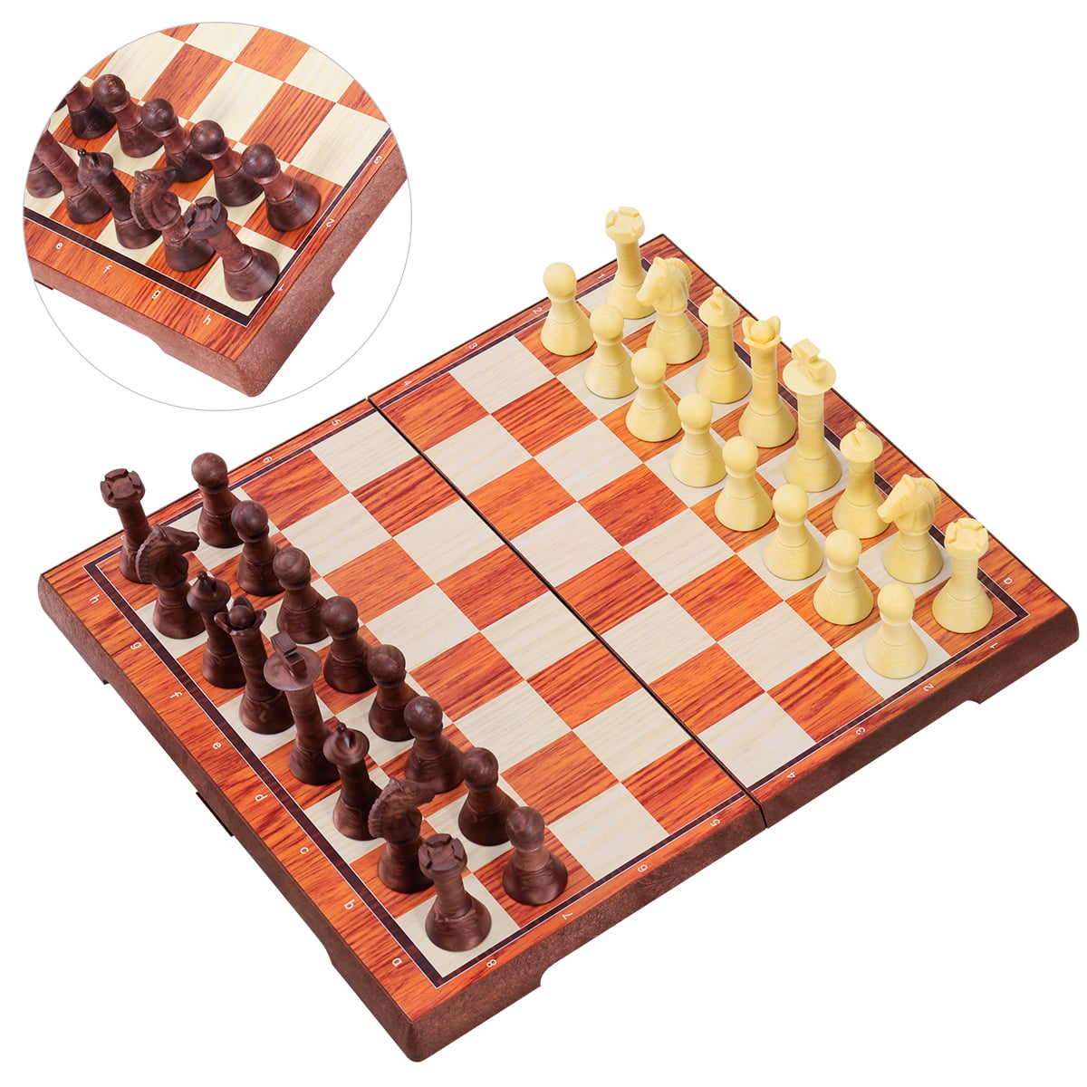 Portable Folding Magnetic Chess Checkers Board Set Travel Game Classic Toys 