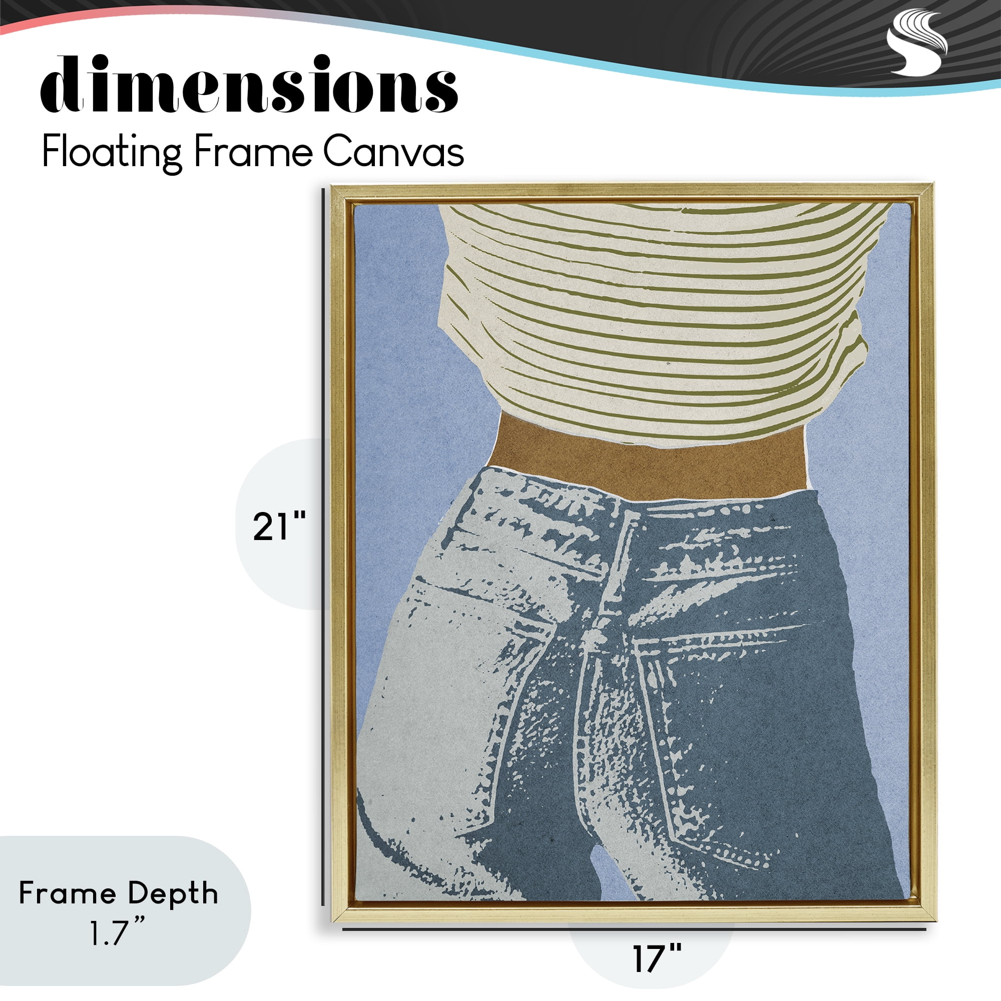 Stupell Industries Vintage Jeans & Tee Gold Framed Floater Canvas Wall Art, design by Victoria Barnes