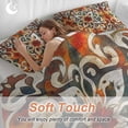 thumbnail image 5 of Burnt Orange Green Bedding 3 Piece Duvet Cover Set Full Size, Vintage Abstract Flowers Soft Microfiber Comforter Cover with Zipper Closure & Pillowcases, Wrinkle & FadeResistant Quilt Cover, 5 of 9