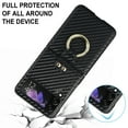 thumbnail image 7 of Allytechgroup Galaxy Flip 3 Case with Ring Holder Stand, Premium PU Leather Stylish Shockproof Anti-Scratch Portable Phone Case Cover for Samsung Galaxy Z Flip 3, Carbon Fiber, 7 of 7