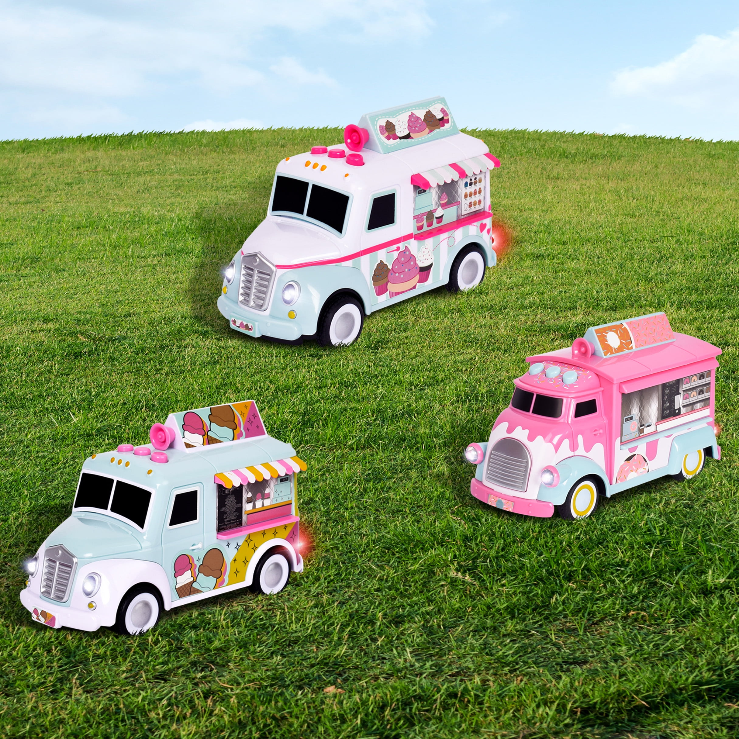 Maxx Action Food Trucks, 3 Pack with Lights & Sounds, Play Vehicles for Children Ages 3+Play Vehicles