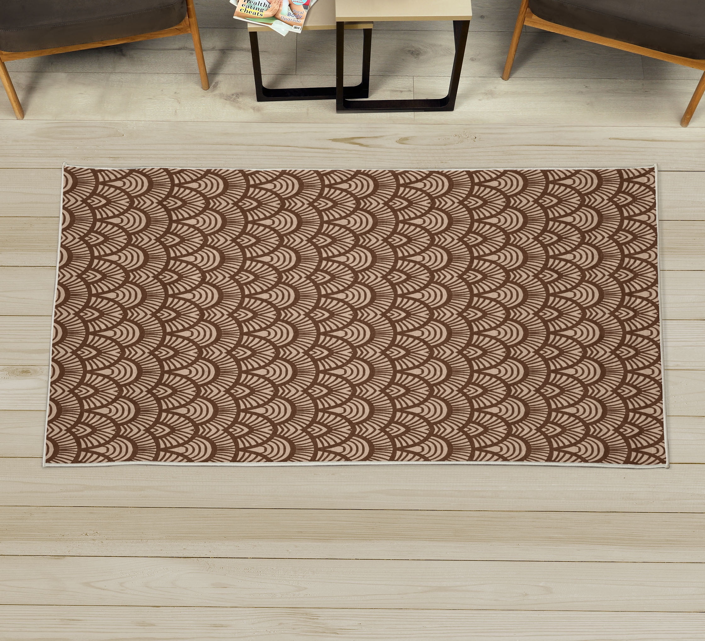 Japanese Art Decorative Rug, Fish Scale Inspired Vintage Hand Drawn ...