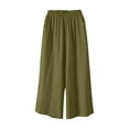 thumbnail image 4 of Fiaer,Womens Plus Size Capri Pants,Women's Lounge Elastic Waist Wide Leg Trousers with 2 Pockets,Solid Color Going out Joggers for Women Army Green XL, 4 of 9