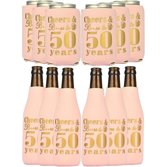 MEANT2TOBE 50th Birthday Celebration Kit - Decorations, Gifts, and Cheers to 50 Years with Can Cooler for Women Turning 50!