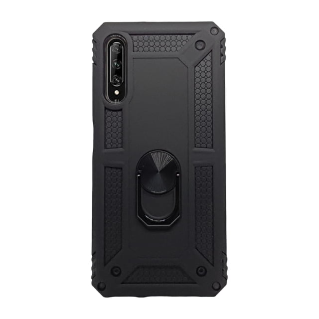 Funda Uso Rudo Con Anillo Magnético Para Huawei Y9s Negro Más 2 Micas De Cristal