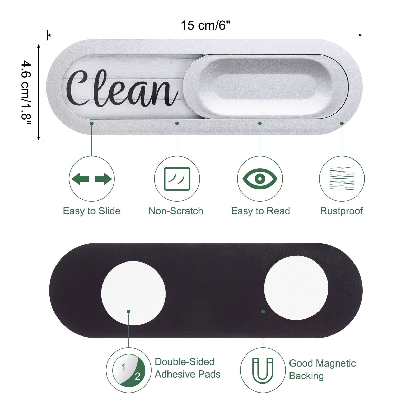 Unique Bargains Dishwasher Magnet Clean Dirty Sign Oval Kitchen Home Decor Silver