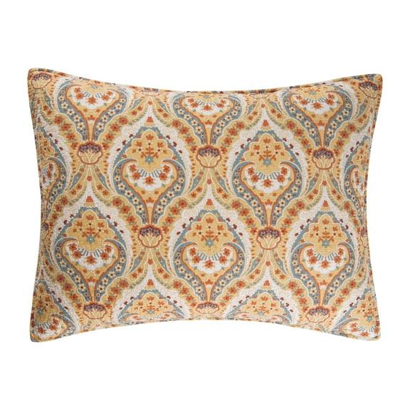 20" x 26" Mandalay Tan Blue Cotton Standard Sham - Machine Washable