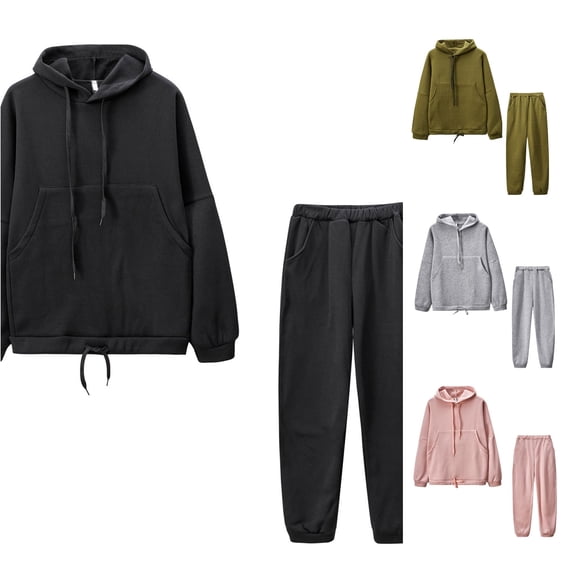 Unir Pant Suits For Women, Hooded 2‑Piece Loungewear Set, Drawstring Hoodie And Jogger Pants Outfit, Everyday Fall Tracksuit Ensemble, S‑XL