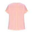 thumbnail image 6 of Summer Plus Size Shirts for Womens Fashion Solid Color Cotton And Linen Pleated Round Neck, 6 of 7