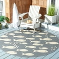thumbnail image 3 of SAFAVIEH Courtyard Trena Fishes Indoor/Outdoor Area Rug, Dark Grey/Beige, 4' x 4' Square, 3 of 9