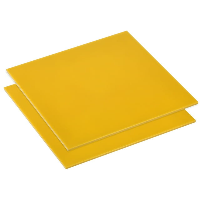 Hojas de acrílico PMMA Uxcell de color no transparente de 6 x 6 pulgadas amarillas para manualidades, paquete de 2