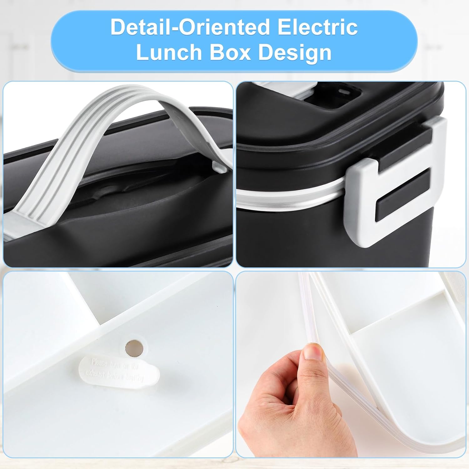 Bestdin Electric Lunch Box Food Heater for Work, 80W Food Warmer for Car Truck Travel with 2 Stainless Steel Containers 1.8 Liters Potable Self Heating lunch Box for Adults
