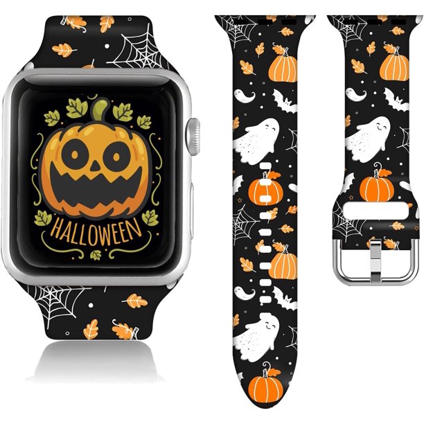 Correa de reloj de Acción de Gracias compatible con Halloween Apple Watch 38/40/41/42/44/45 mm pulseras ajustables de silicona Feliz Navidad correa de reloj inteligente para IWatch Series 8 7 6 5 4 3