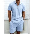 thumbnail image 4 of Men 2 Piece Outfits Casual Top and Pants Sets Light Blue XXXL, 4 of 10