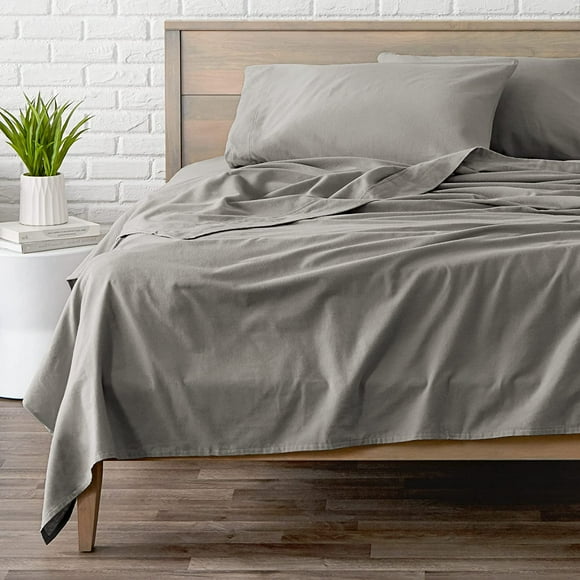 Bare Home Ensemble de Draps en Flanelle 100 % Coton, Doux et Épais comme du Velours - Flanelle Brossée des Deux Côtés - Poche Profonde (Grand Lit, Taupe)