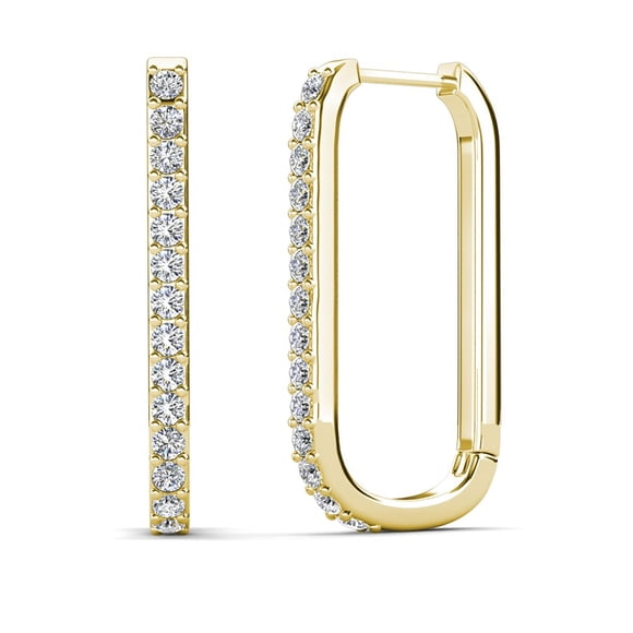 Cate & Chloe Nadia 18k Yellow Gold Plated 24mm Hoop Earrings with Swarovski Crystals Gift for Women