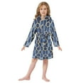thumbnail image 6 of FORMRS Niños Bathrobe Unisex Hooded Robe Soft Plush Pajamas Sleepwear, Size 10-12T, Blue Hexagon Pattern, 6 of 7