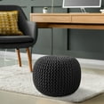 thumbnail image 7 of Casafield Round Pouf Ottoman, Black - 20" Dia x 14.5" High Cotton Knit Foot Stool - Boho Floor Pouffe for Living Room, 7 of 7