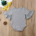 thumbnail image 5 of Deago Toddler Baby Girls Ruffled Long Sleeve Cotton Solid Romper Bodysuit Jumpsuit Outfits Clothes (Gray), 5 of 8