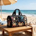 thumbnail image 5 of Quilted Embroidered Travel Duffel Bag 16x8x8 Inch, Compact Overnight Bag with Padded Handles, Gym Yoga Tote, Vacation Carry-On Bag, 5 of 6