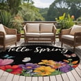 thumbnail image 4 of Round Rug 7Ft Washable Non-Slip, Spring Flowers Circle Area Rugs for Living Room Bedroom, Watercolor Country Colorful Floral Black Indoor Floor Mats Carpet Runner for Home Decor Aesthetic, 4 of 8