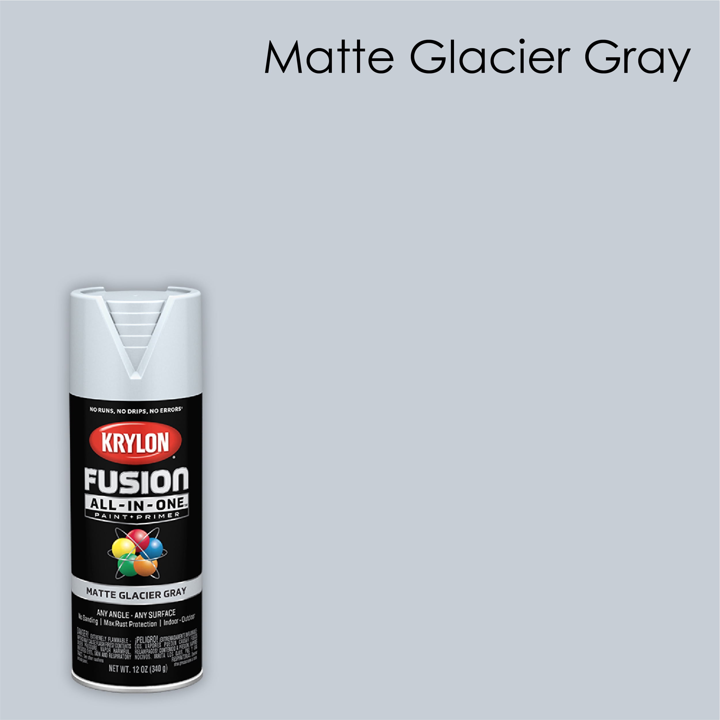 Krylon Fusion AllInOne Spray Paint, Matte, Glacier Gray, 12 oz