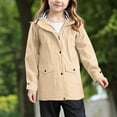 thumbnail image 5 of YunPes Long Rain Jacket for Girls Hooded Button Down Full Zip Windproof Warm Length Jacket with Quilted Jacket for Girls, 5 of 8