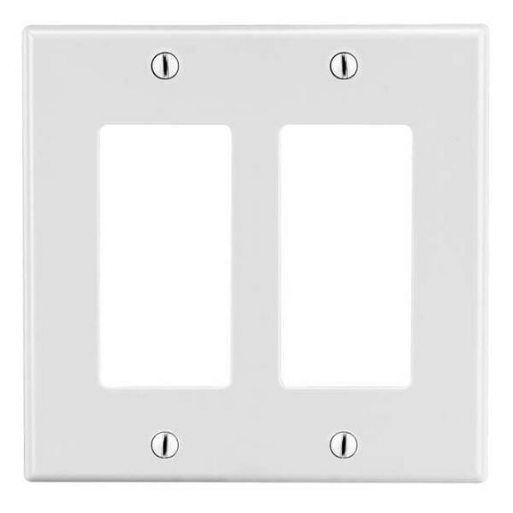 Rocker Wall Plate, Number of Gangs: 2 Plastic, Satin Finish, White