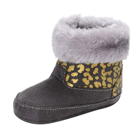 

AnuirheiH Winter Toddler Baby Boys Girls Leopard Thicken Velvet Snow Boots On Sale