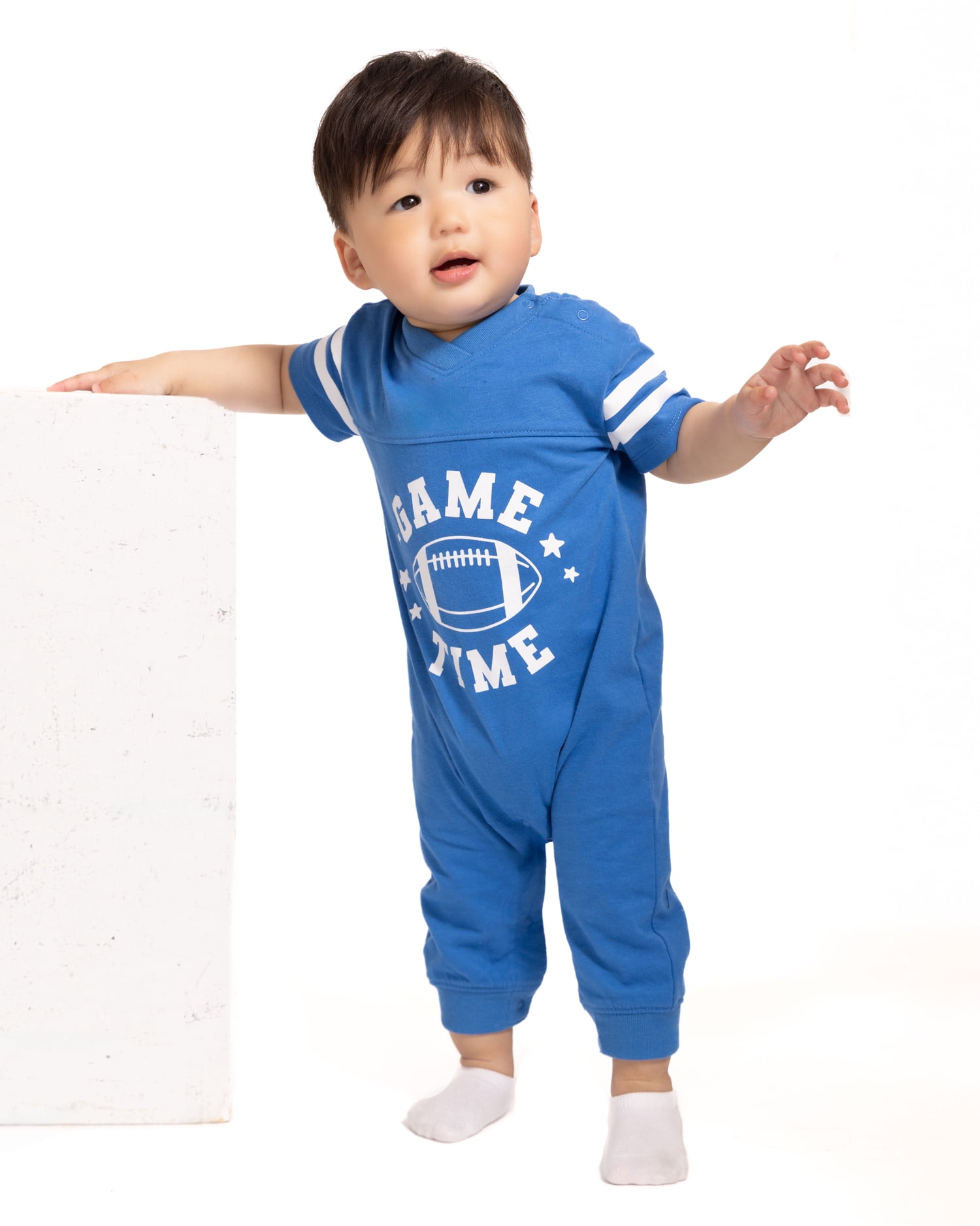 Wonder Nation Baby Boys Varsity Romper with Short Sleeves, Sizes 0/3M-24M