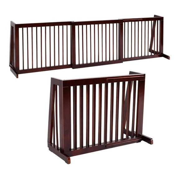 Freestanding Pet Gates for Dogs, 28"-80" Adjustable Wooden Dog Fence Indoor, Step Over Dog Gate Extra Wide for House, Doorways, Stairs