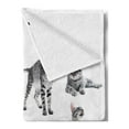 thumbnail image 2 of Cat Soft Flannel Fleece Throw Blanket, Collage of a Inquisitive Striped Shorthair Furry Playful Pussy Posing Art Print, Cozy Plush for Indoor and Outdoor Use, 70" x 90", Grey White, by Ambesonne, 2 of 5