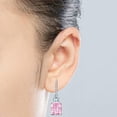 thumbnail image 2 of K-KED Shiny Perfect Radiant Cut Created Pink Gemstone Hook Earrings for Women, 2 of 7