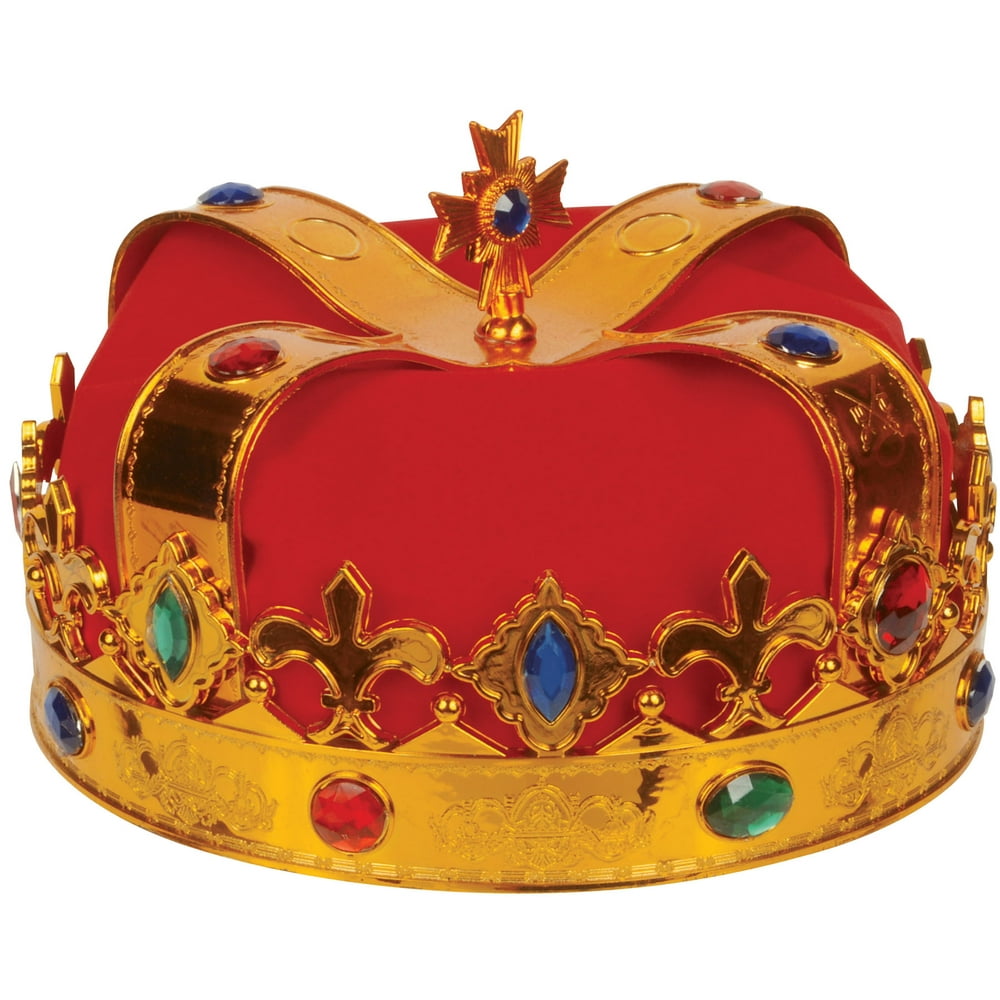 Loftus Loftus Adult Deluxe Royal Jewel Encrusted King Crown, Gold Red