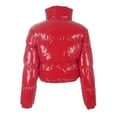 thumbnail image 3 of Mialoley Women Long Sleeve Stand Collar Metallic Cropped Down Puffer Jackets, 3 of 7