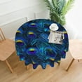 thumbnail image 2 of Peacock Feather Tablecloth Animal Print Retro Round Table Cloth For Banquet Christmas Party Table Cover Cheap Table Decoration, 2 of 6