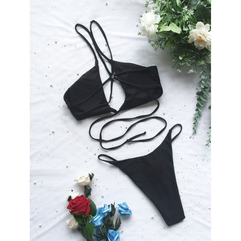 New Girl Black Flower Suspender Swimsuit Sexy Bikini Triangle Bathing Suit  Rashguard - China Bikini and Boy Swimwear price