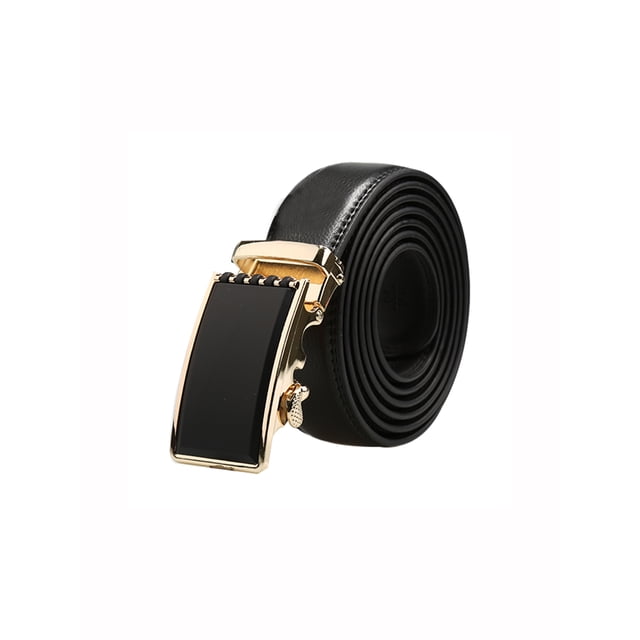Unique Bargains Men's Ratchet Automatic Buckle Large Leather Dress Belt Width 1 3/8'