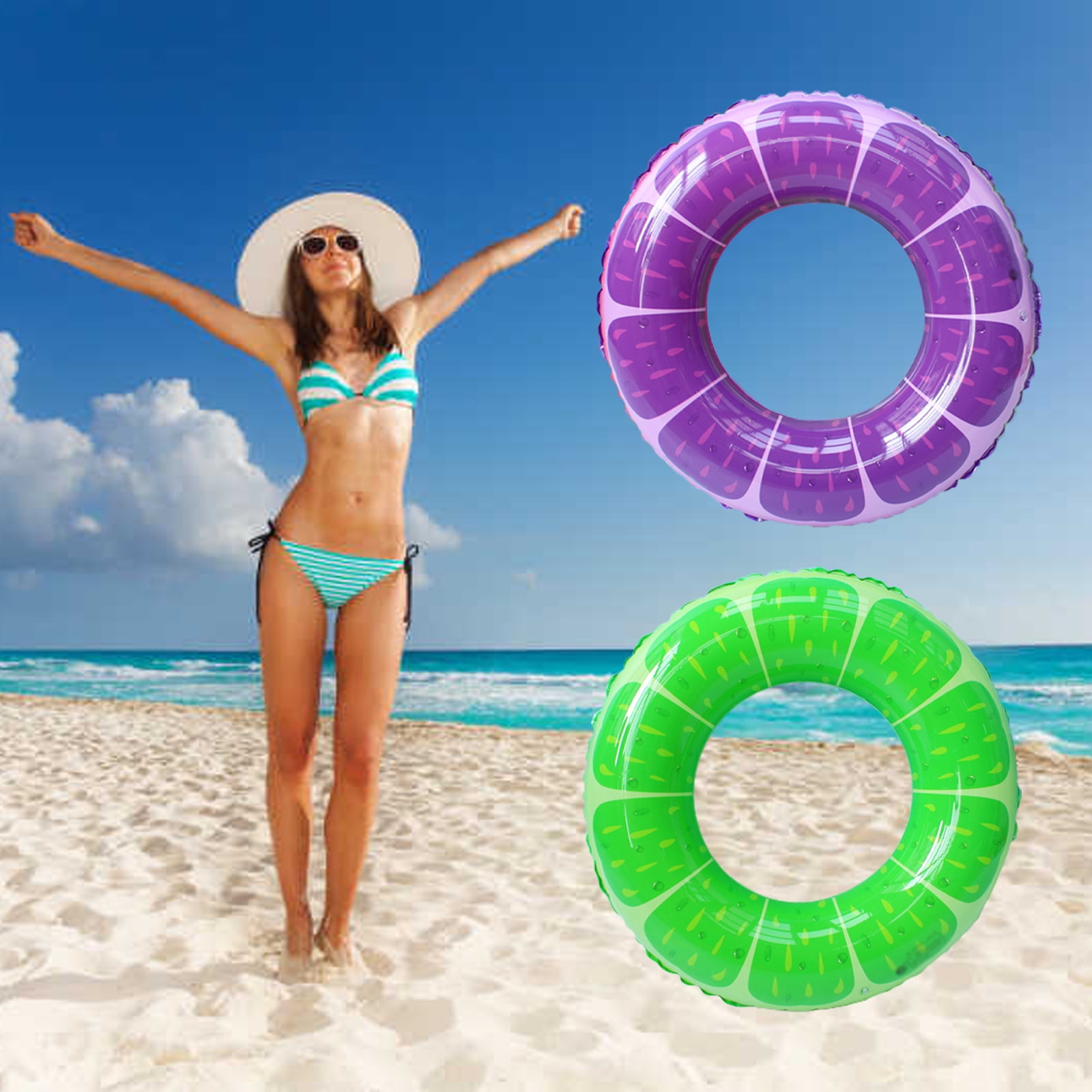 Pool Float Circle for Adult Fruit Pattern Inflatable Swimming Ring  Practical for Pool Beach 