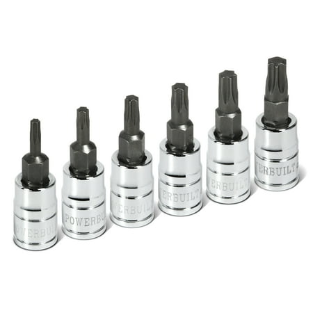 UPC: 0028907053035 | Powerbuilt 6 Piece 1/4 Inch Drive Torx Bit Socket Set – 640049