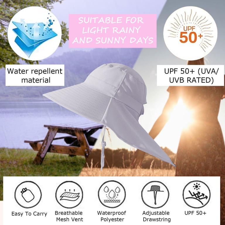 Women Sun Hat with Neck Flap, UV Protection Foldable Hat  display picture 1