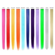 Beaute Galleria Rainbow Multi-Color 21 Inches Long Straight Party Highlights Clip In Synthetic Hair Extensions for Cosplay Comic Con Halloween Costume, 11 Pack