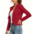 thumbnail image 4 of BUIGTTKLOP Cardigans for Wome Open Front Long Sleeve Ruffle Fall Jackets Solid Color Cropped Top Coat 2026 Trendy Jacket, 4 of 8